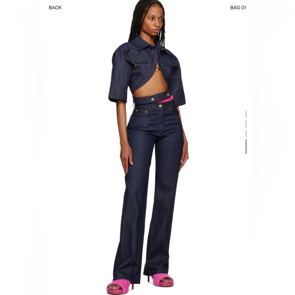 Jacquemus Navy Le Raphia 'Le de Nîmes Bordado' Jeans